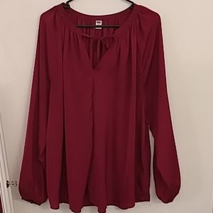 Burgandy peasant style top